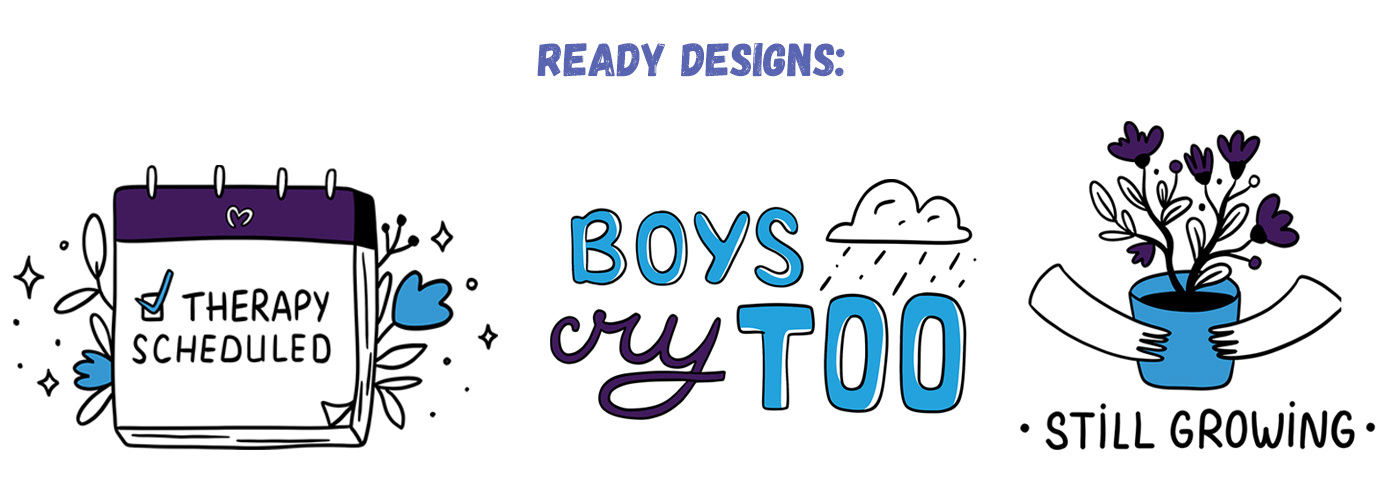 brand identity doodle lettering mental health Mental Health awareness Sticker Design stickers vector art ілюстрація