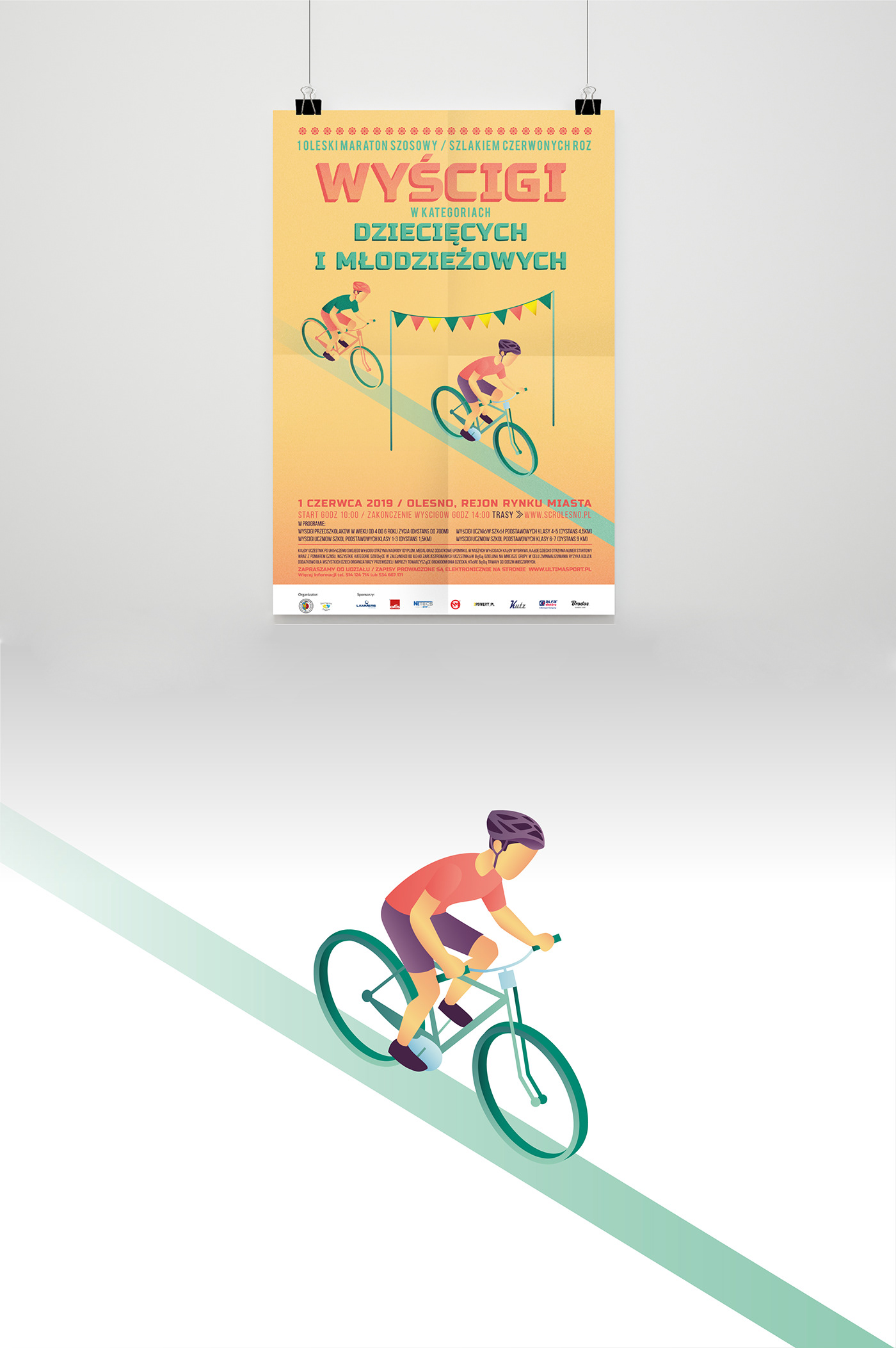 poster ILLUSTRATION  Bike colorfull gradient Event Marathon print rider Drawing 