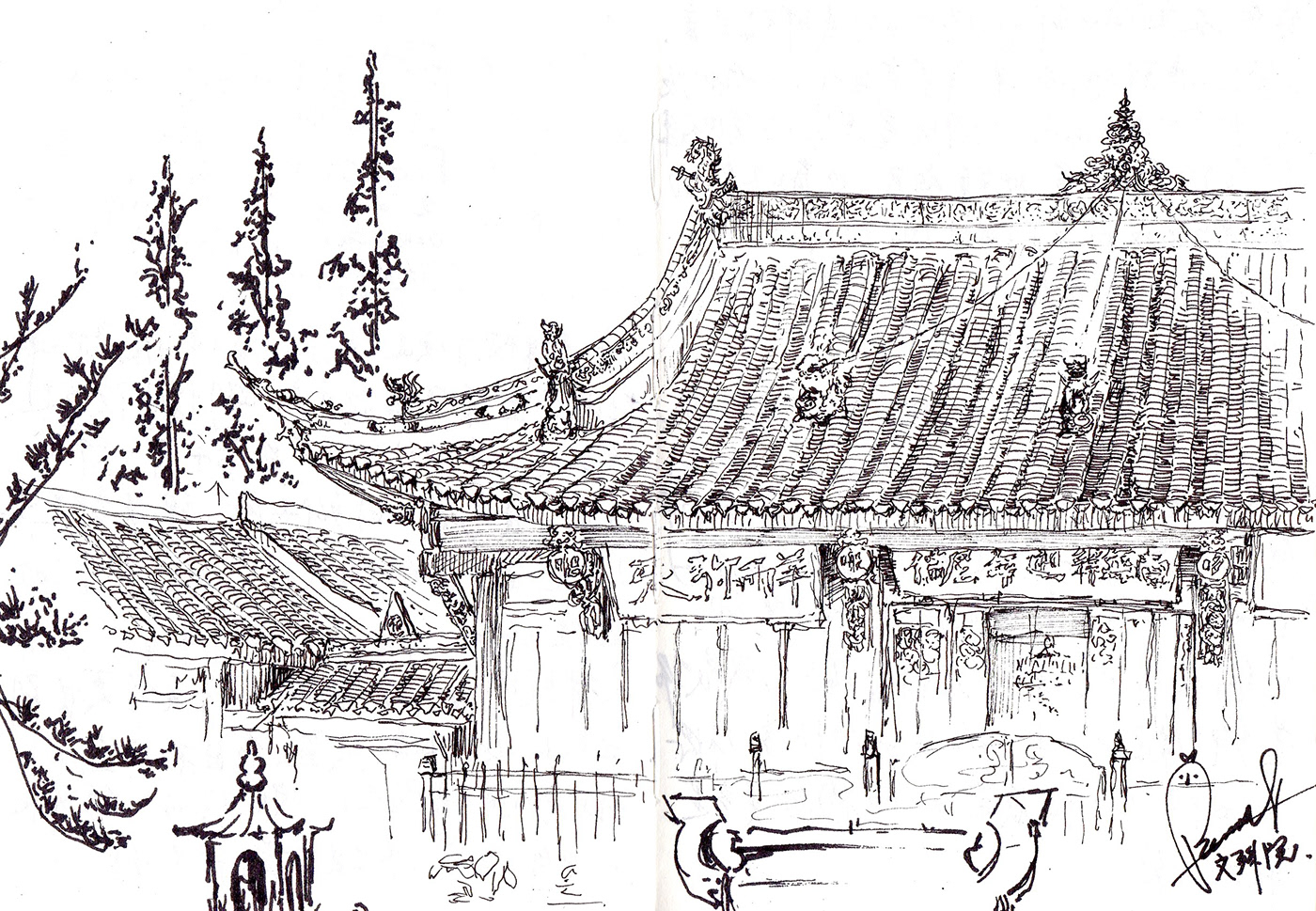 sketch sketchbook Travel temple Tibetan ILLUSTRATION  ink journal