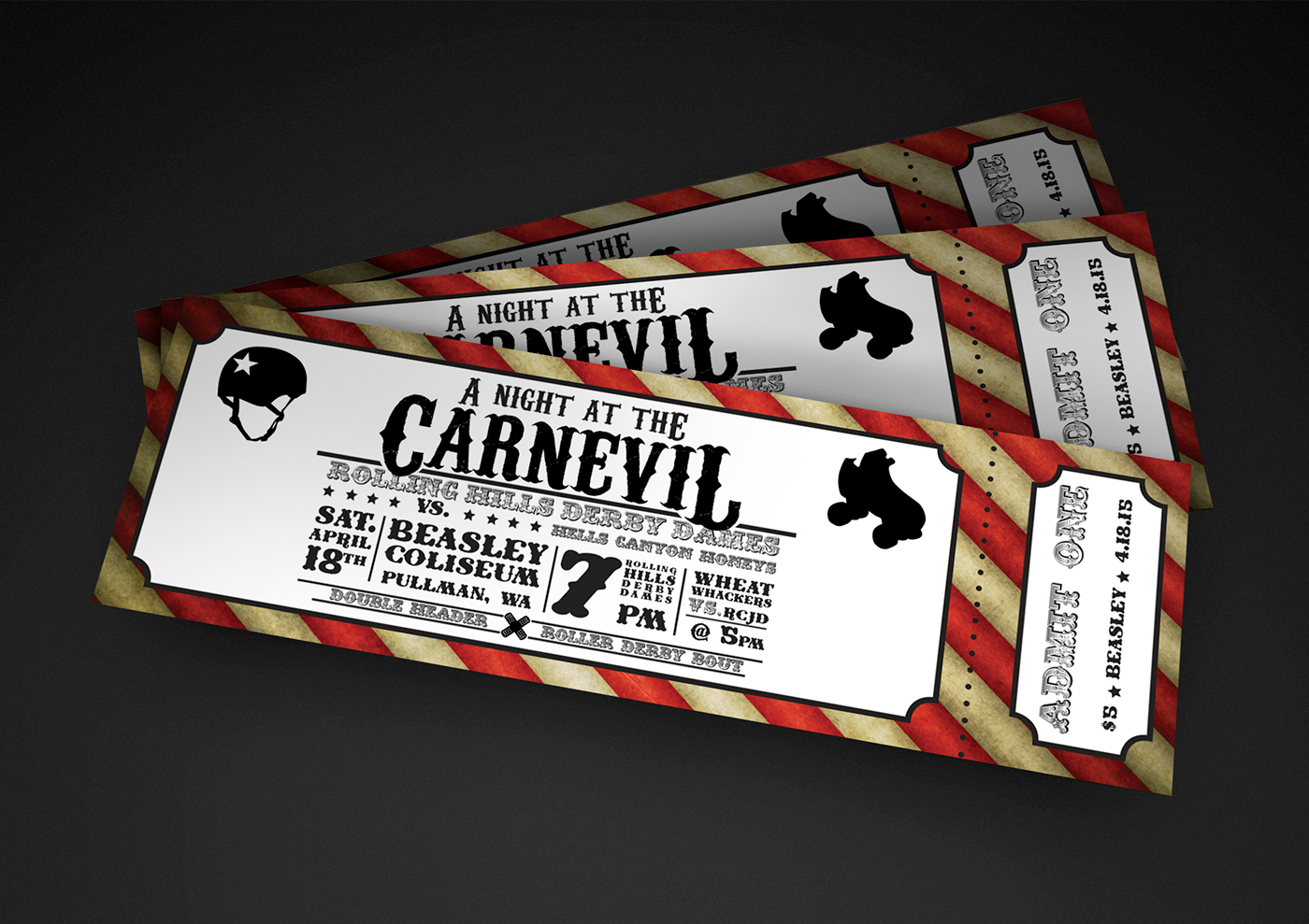 graphic design  Carnival Roller Derby Program poster tickets billboard print sport Bout