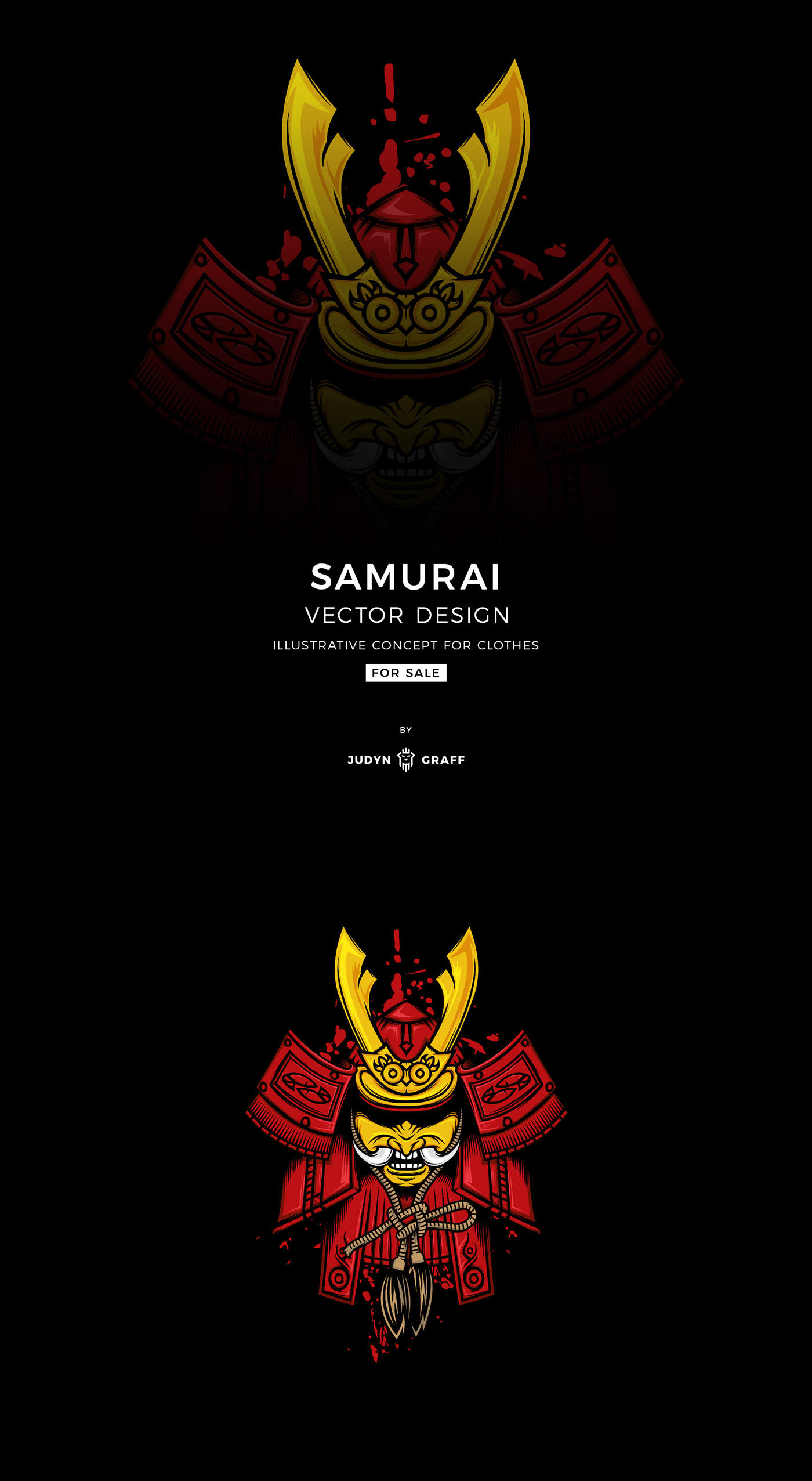 Bushido circle japan katana mask red samurai warrior