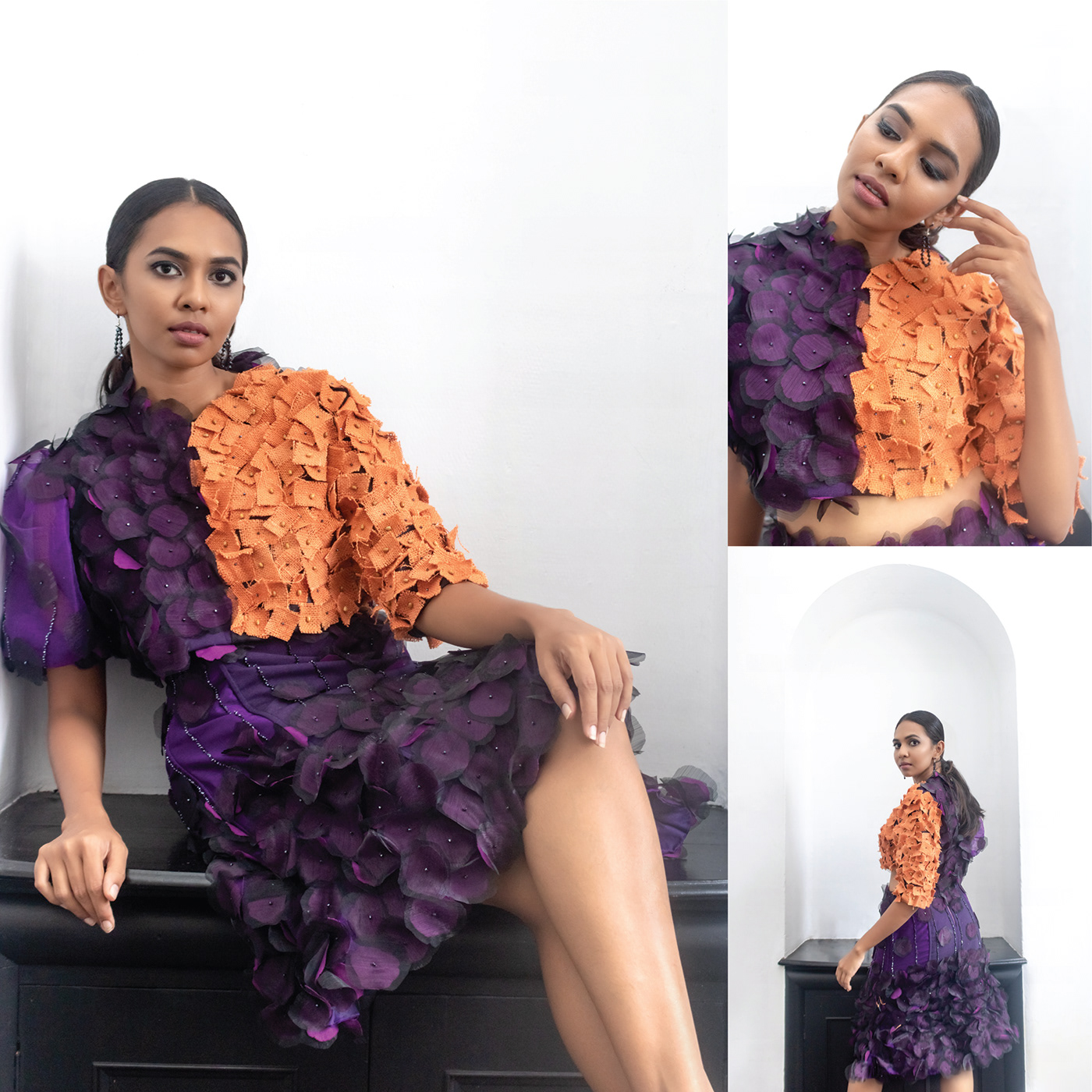Fashion  laser cut beadwork Batik Design textile