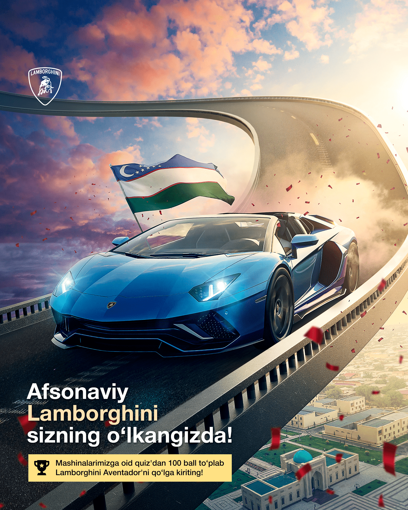 Lamborghini Aventador key visual photoshop Social media post Advertising  ads