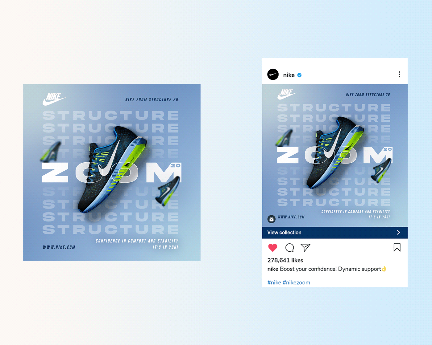Nike nikeshoes instagram Advertising  Mockup brand identity visual