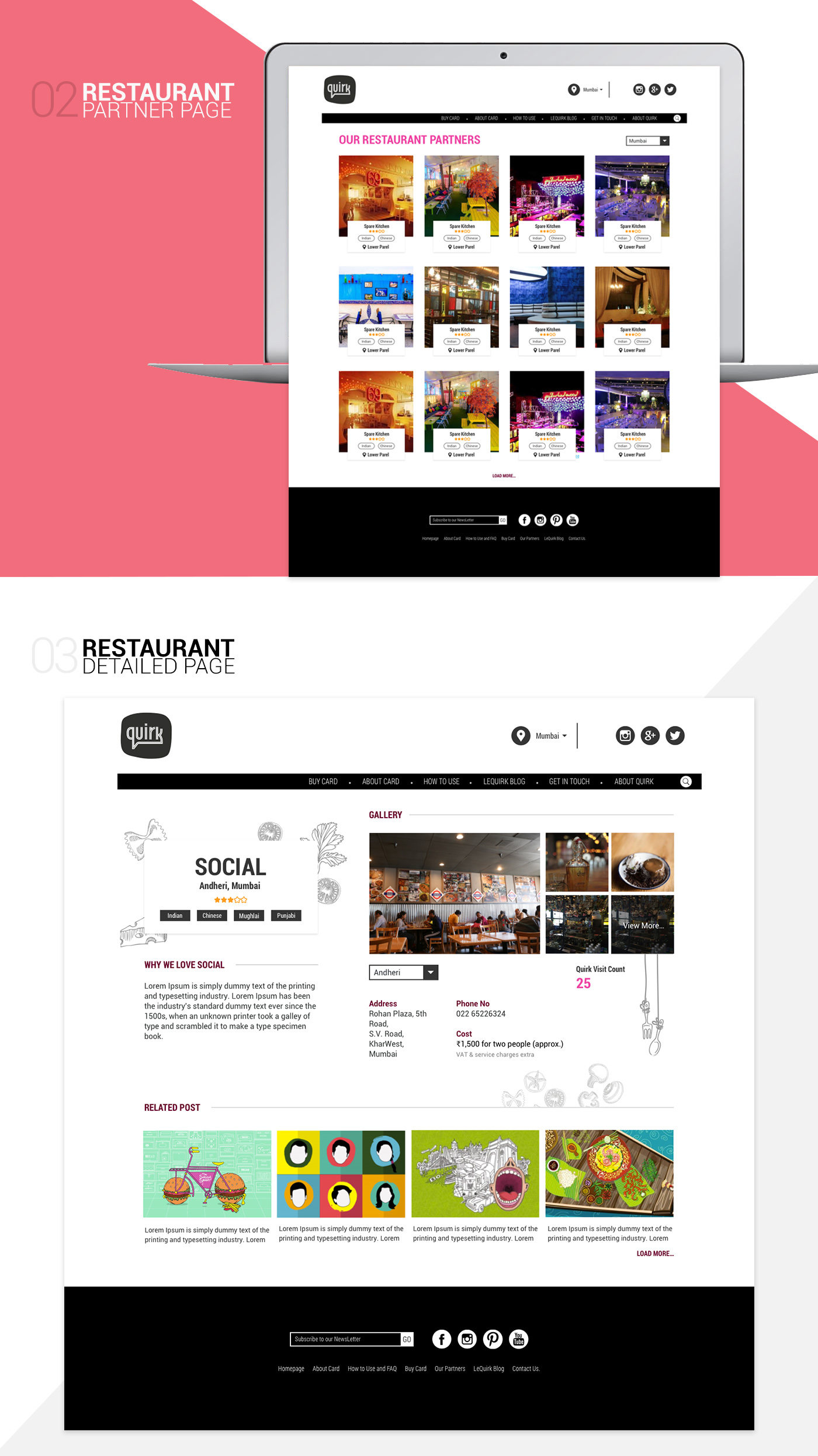 Website restaurants design UI ux