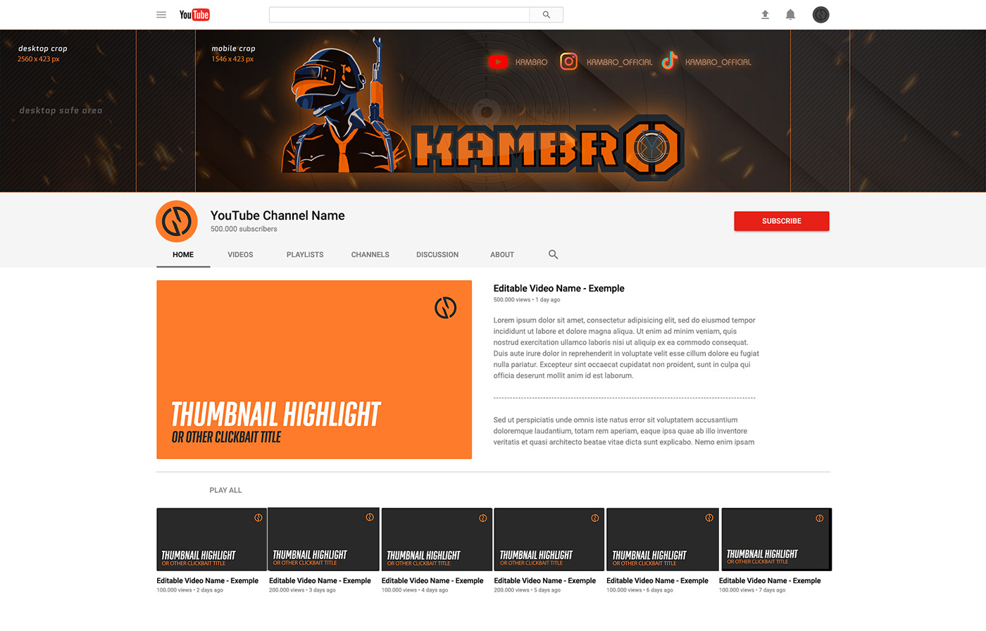 banner Channel design game game channel game logo template youtube Youtube Channel YouTube Channel Banner