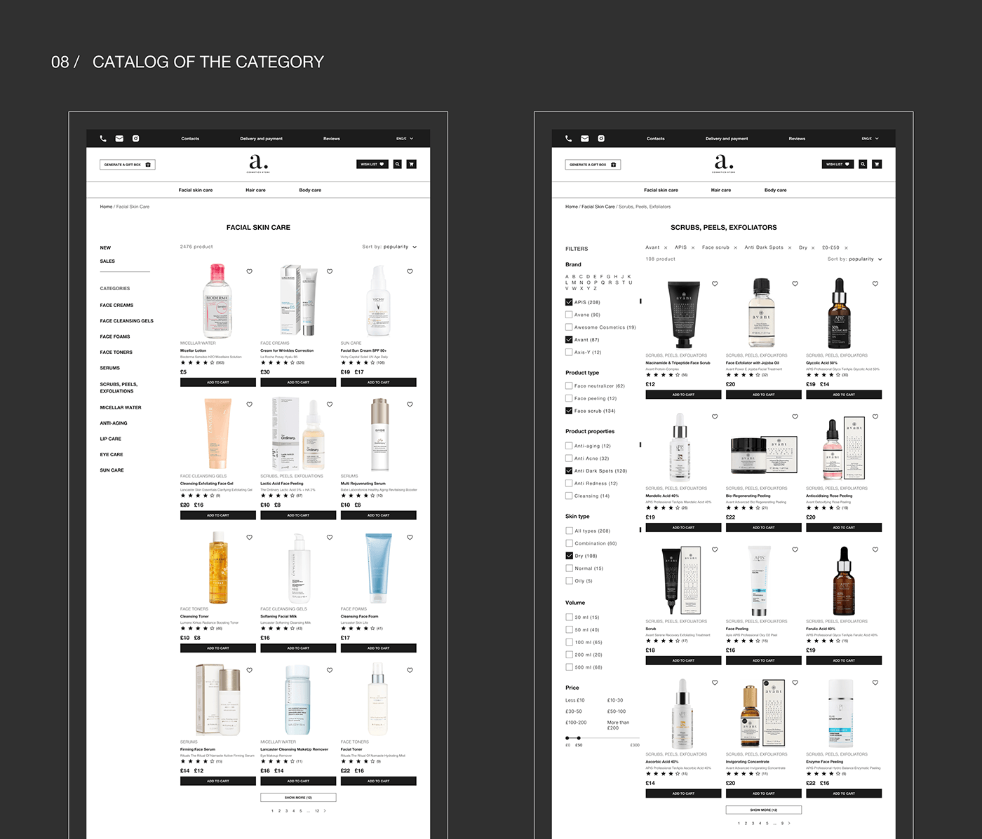 Ecommerce ux/ui Figma cosmetics Webdesign Website Responsive user interface user experience UX design