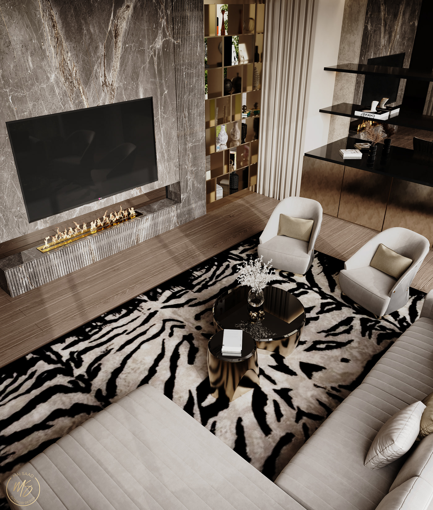 living room interior design  architecture 3D modern visualization corona design cavalli Nature