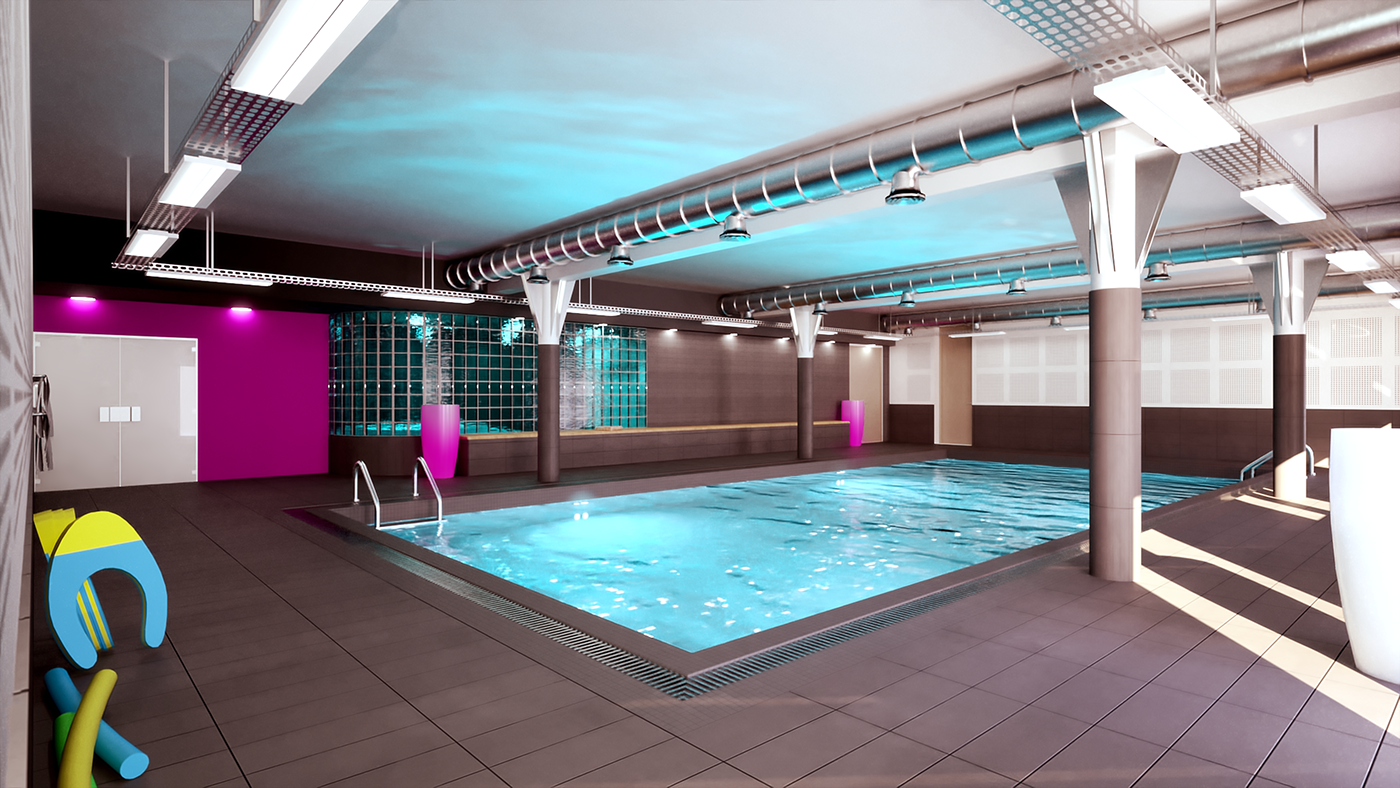 architecture 3D photoshop vray 3dsmax sport Spa piscine