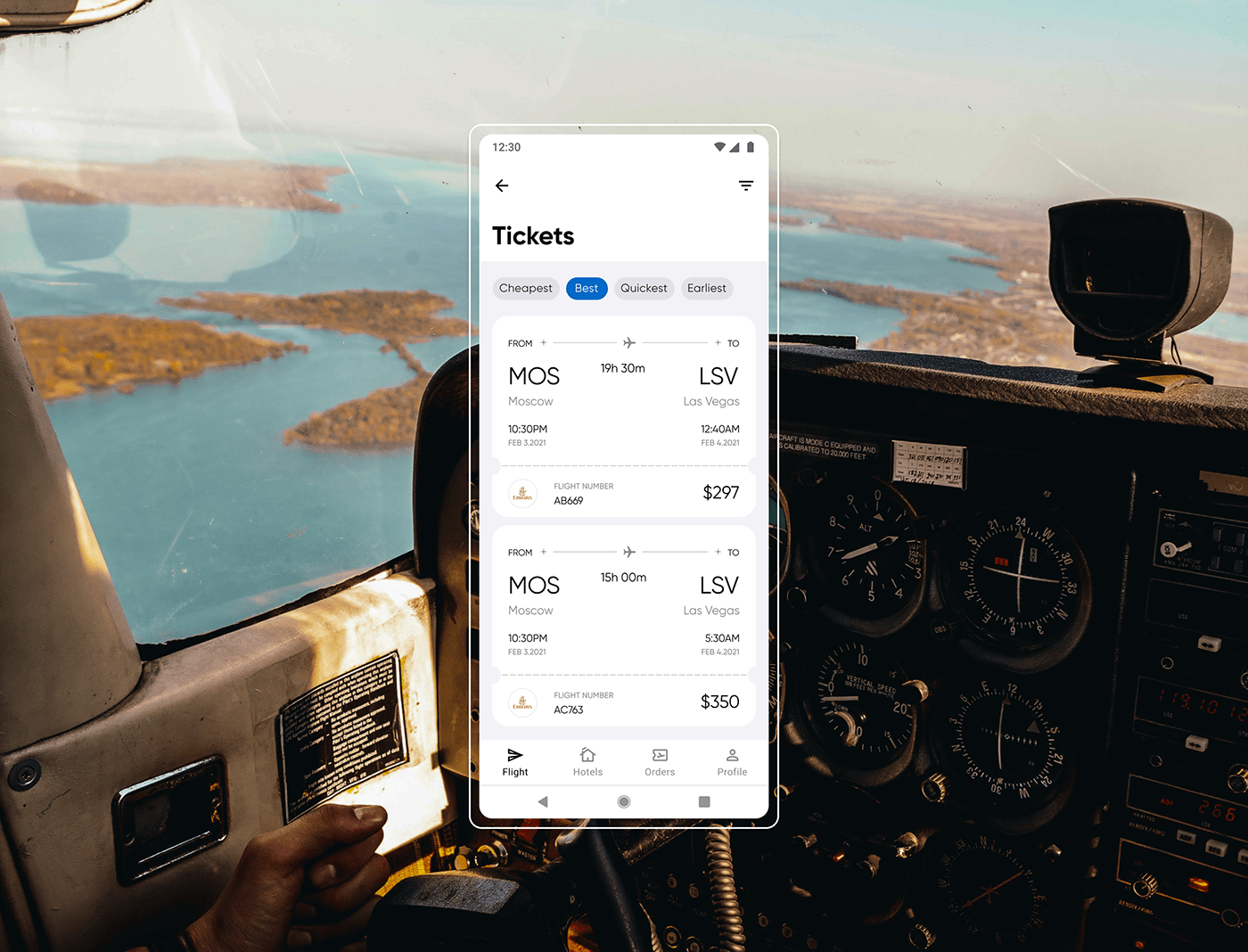 airline android app concept dashboard Interface skyline uprock ux/ui web services
