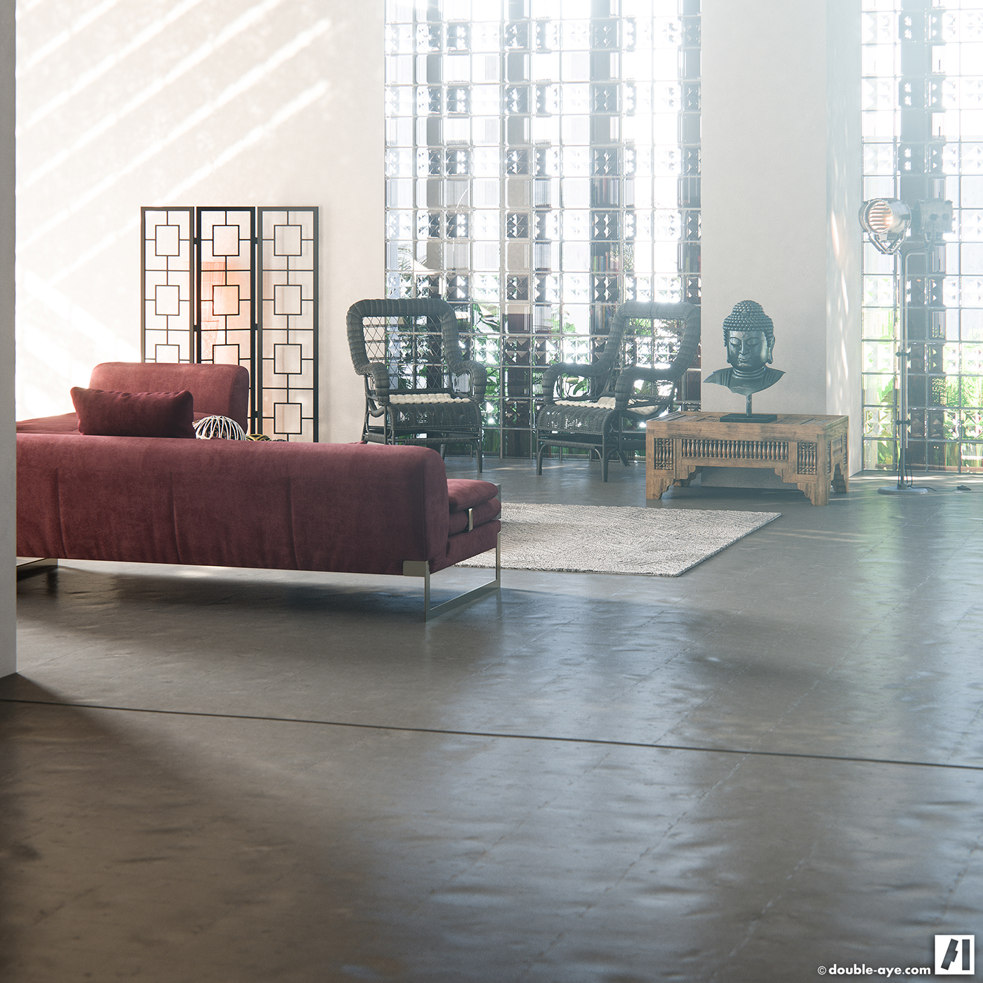 architecture Interior design Island modern living room dining bathroom rendering CGI