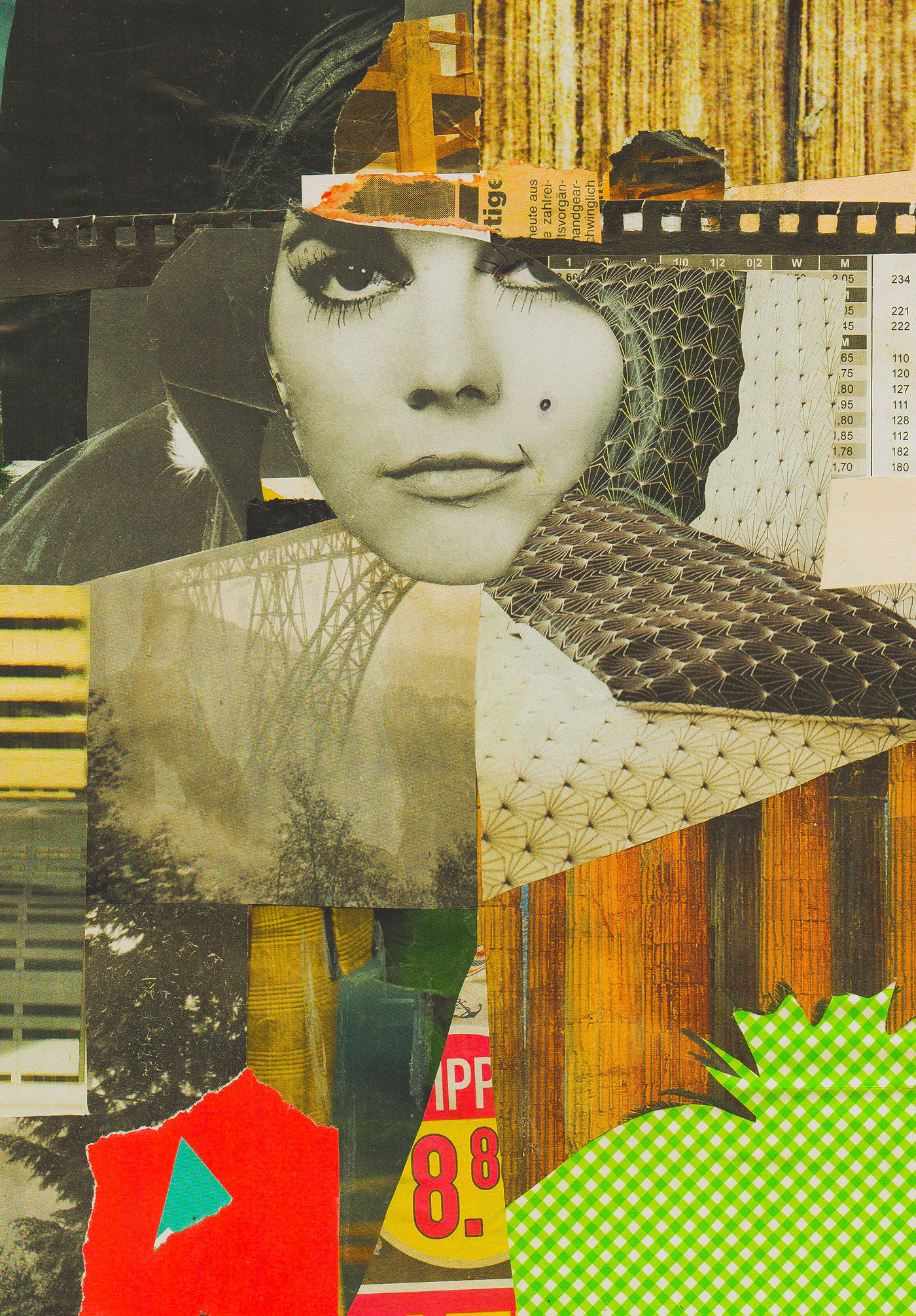 analog bridge collage contemporary Cutouts Dada handmade Landscape mystical newspapers paper portrait woman