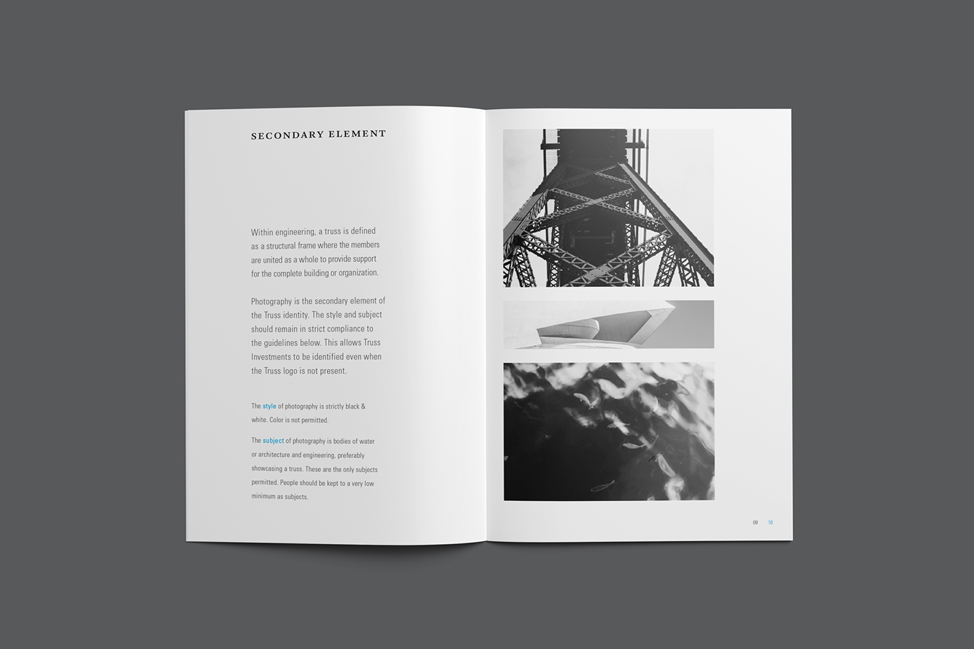 truss Investments asset management logo design Layout publication white space grid brochure Style Guide Corporate Identity naming