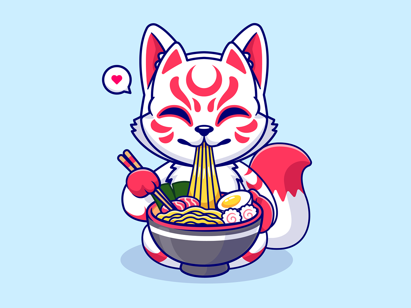ILLUSTRATION  Icon logo cute kitsune mask japan ramen animals FOX