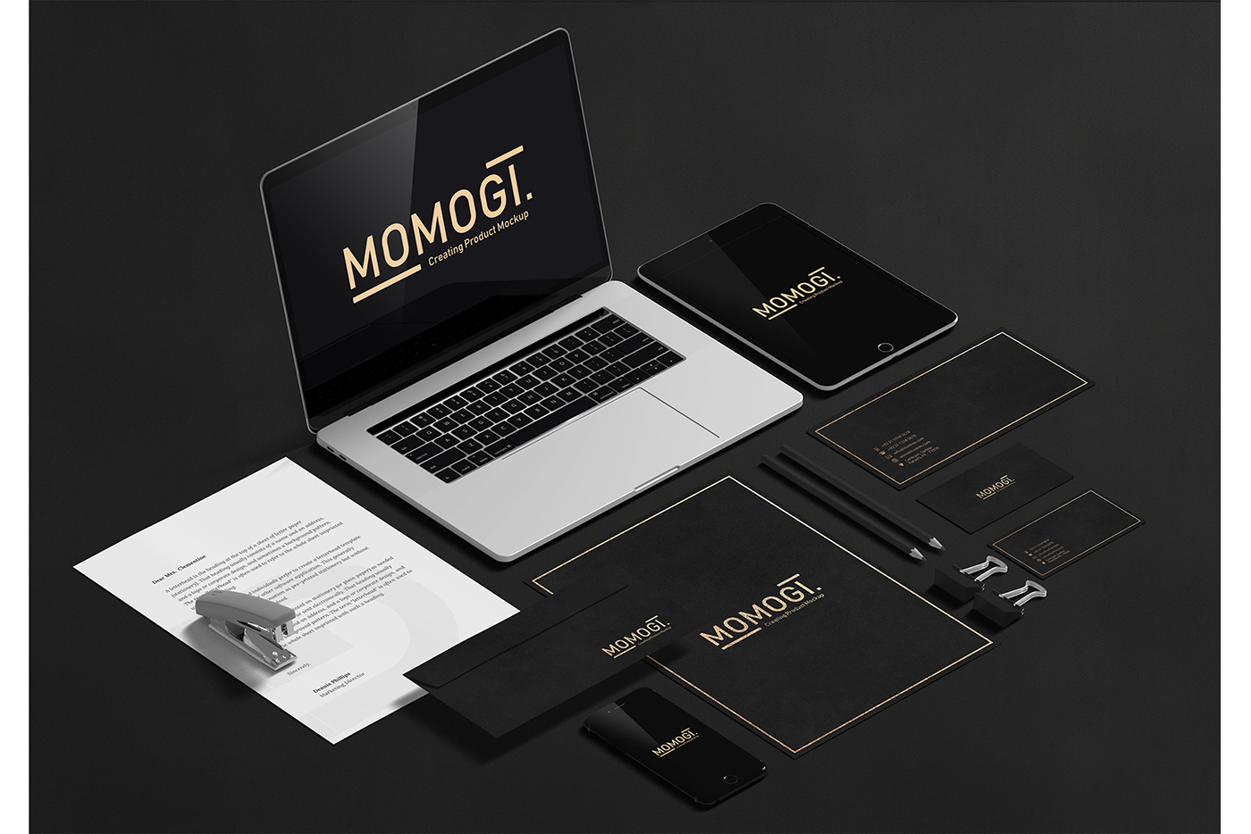 black branding  identity mock up mock-up Mockup Stationery logo presentation free