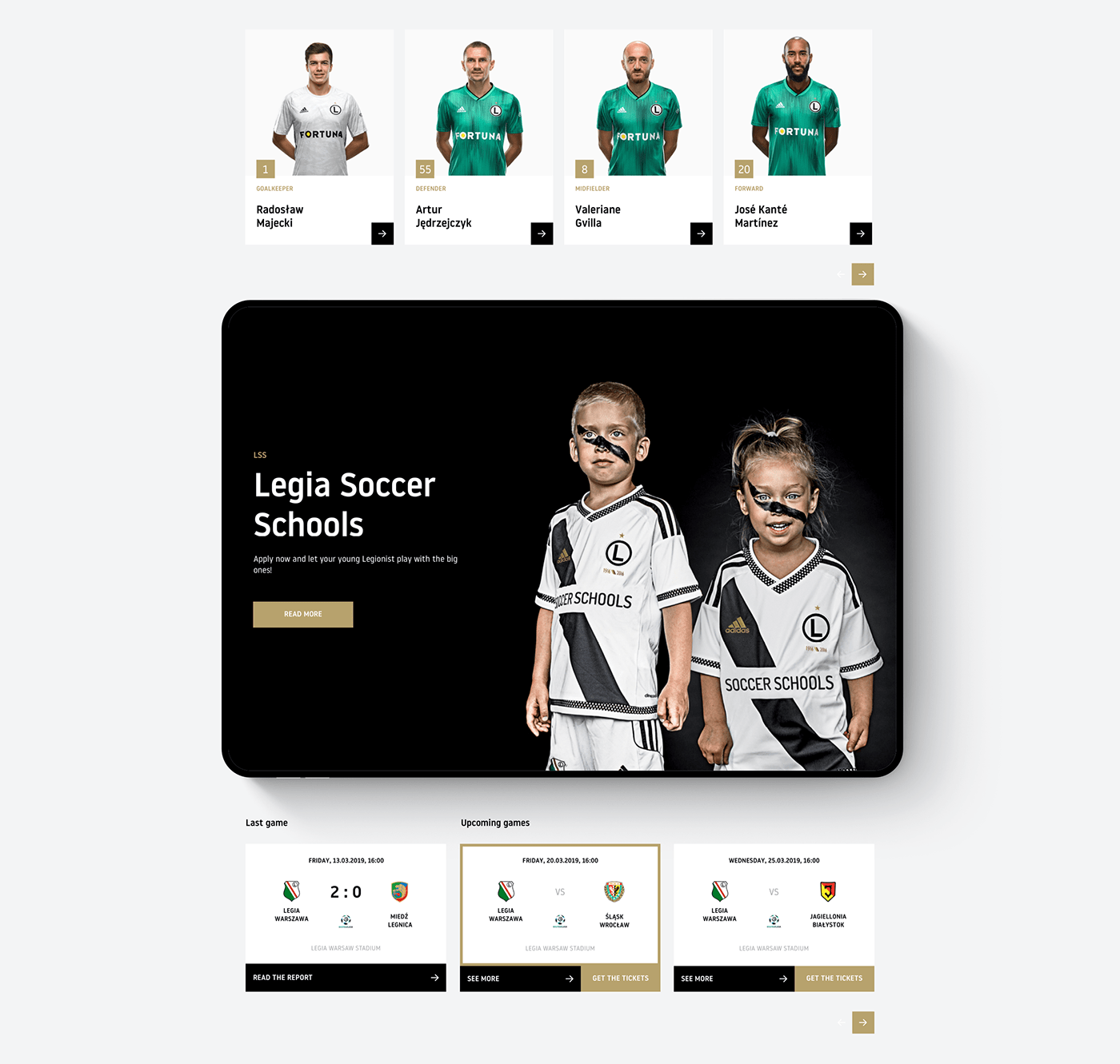 Web Design  UI ux soccer football sports Interaction design  product design  animation  legia