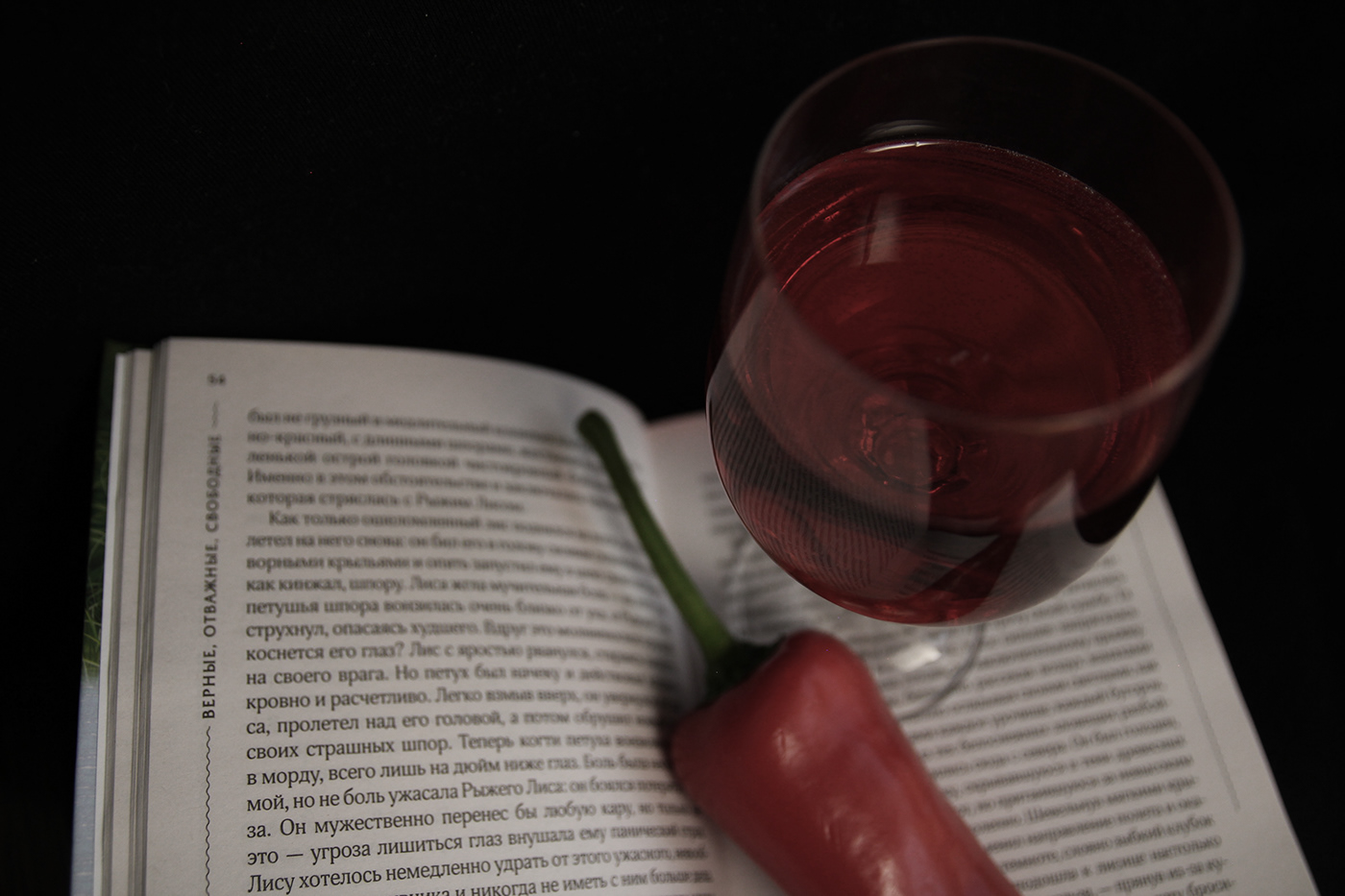 Chili Pepper Reading book wine monochrome background wallpaper Photography  still life photography resting