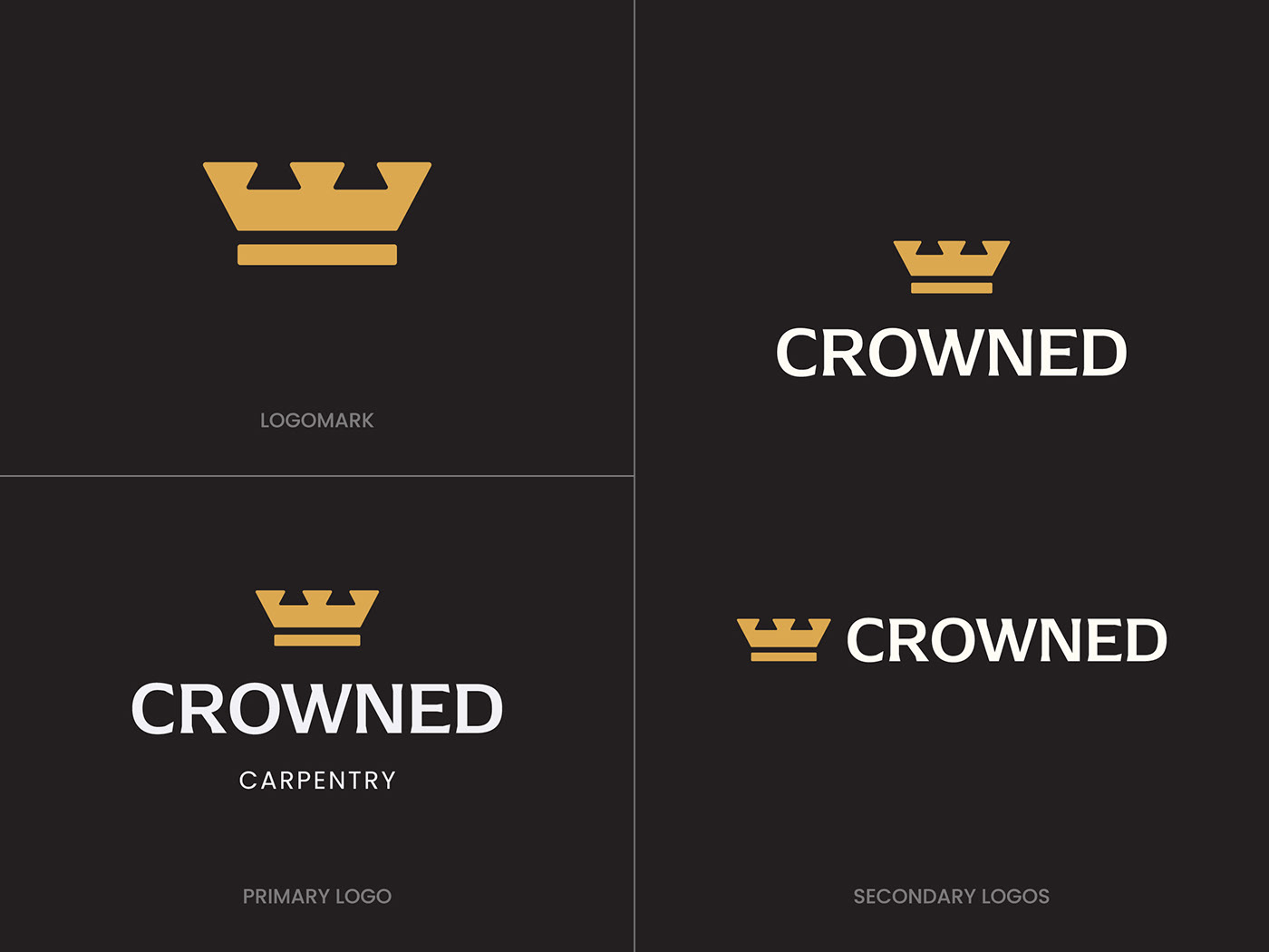 logo branding  brand identity visual identity Carpentry woodworking crown logos Logo Design minimal