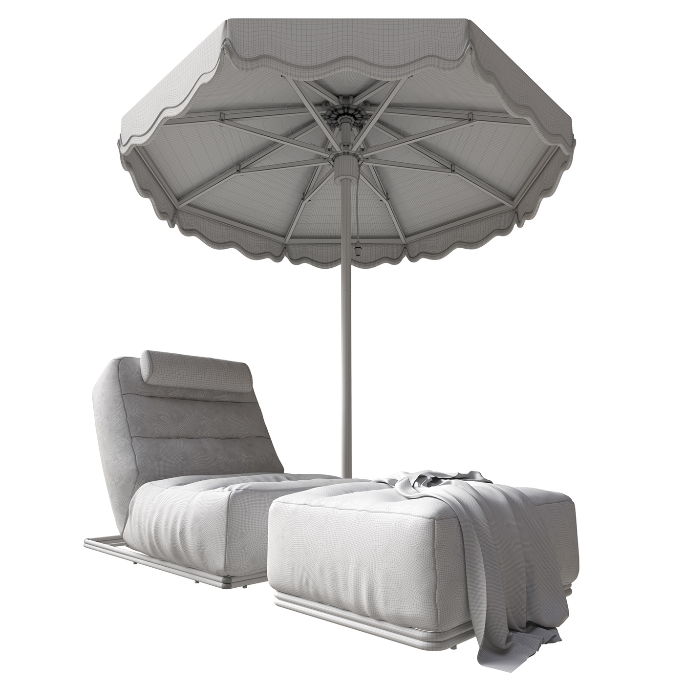 furniture Render visualization modern architecture corona exterior 3D Lounge Chair parasol