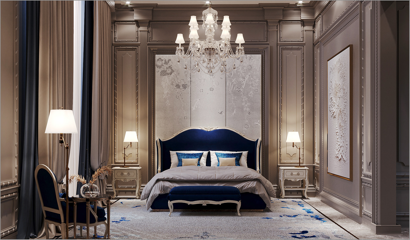 architecture bedroom corona elegant FrenchStyle indoor interior design  luxury Render