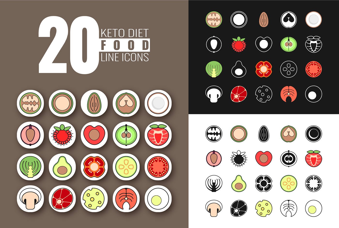 adobe illustrator button Collection diet healthy eating keto diet Mobile app Project set of icons