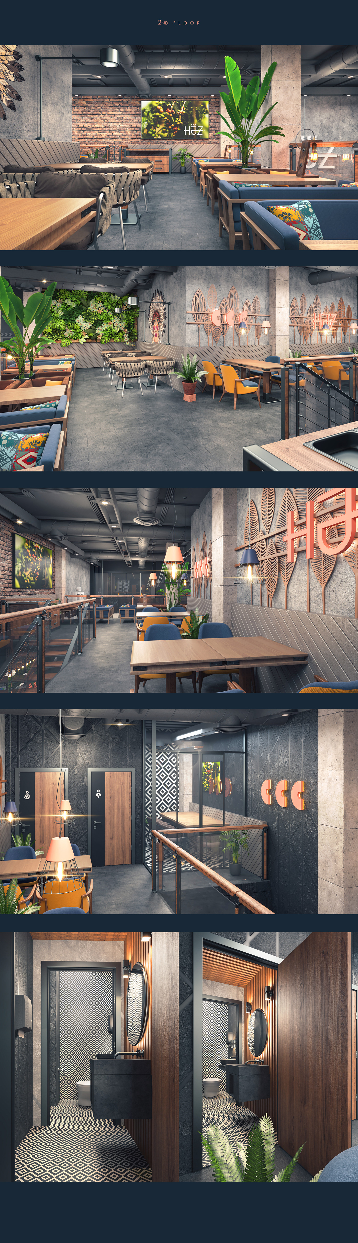 cafe Interior branding  mockups visualization Latin Saudi Arabia haz Coffee restaurant