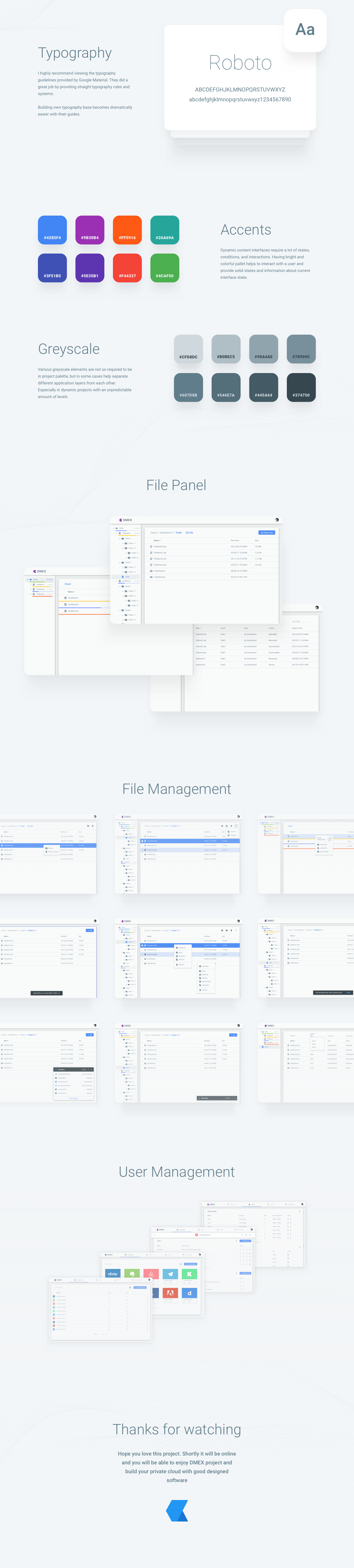 Web ux material cloud storage file manager minimalistic UI sass