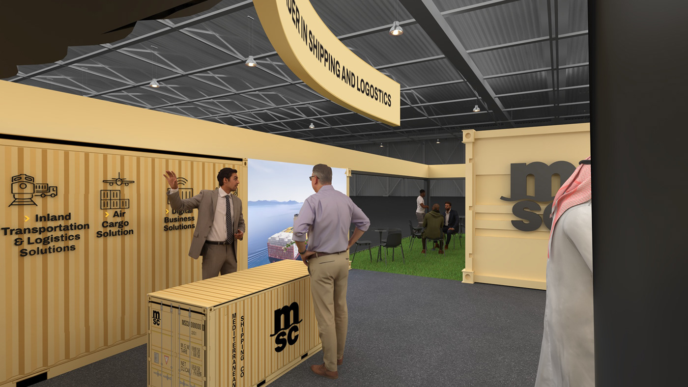 msc Exhibition Booth Exhibition  booth booth design 3ds max 3D container Container design vray