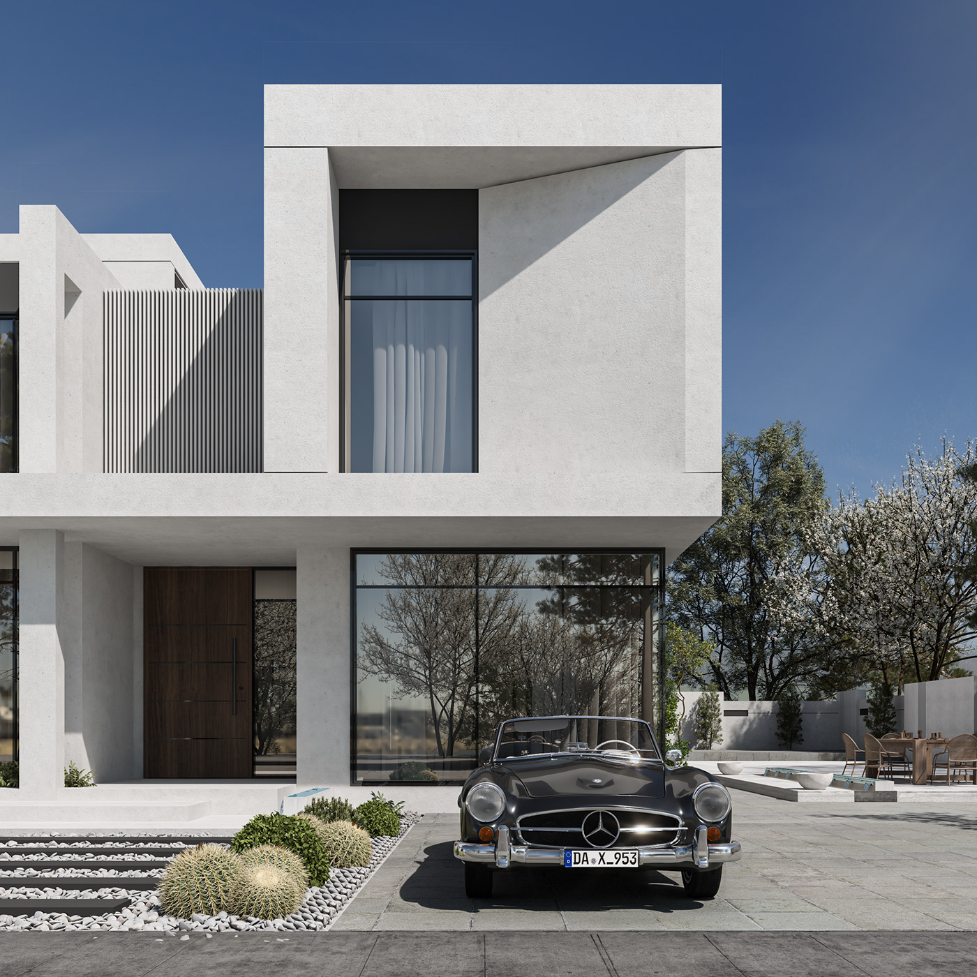 abstract architecture artistic exterior house identity minimal Villa visualization vray