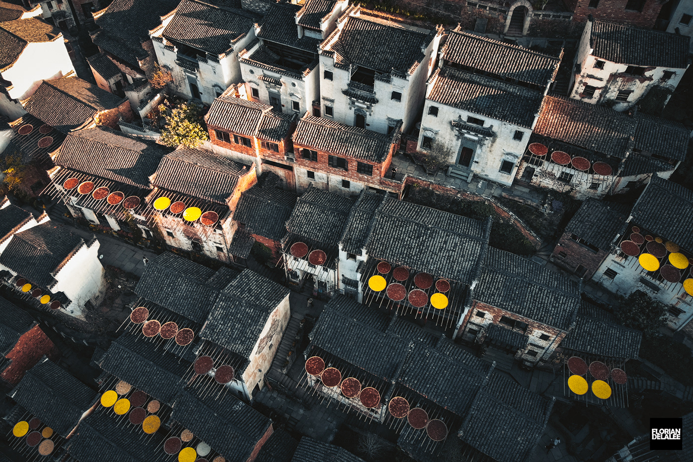 huangling jiangxi wuyuan china hui ancient village pepper Aerial drone