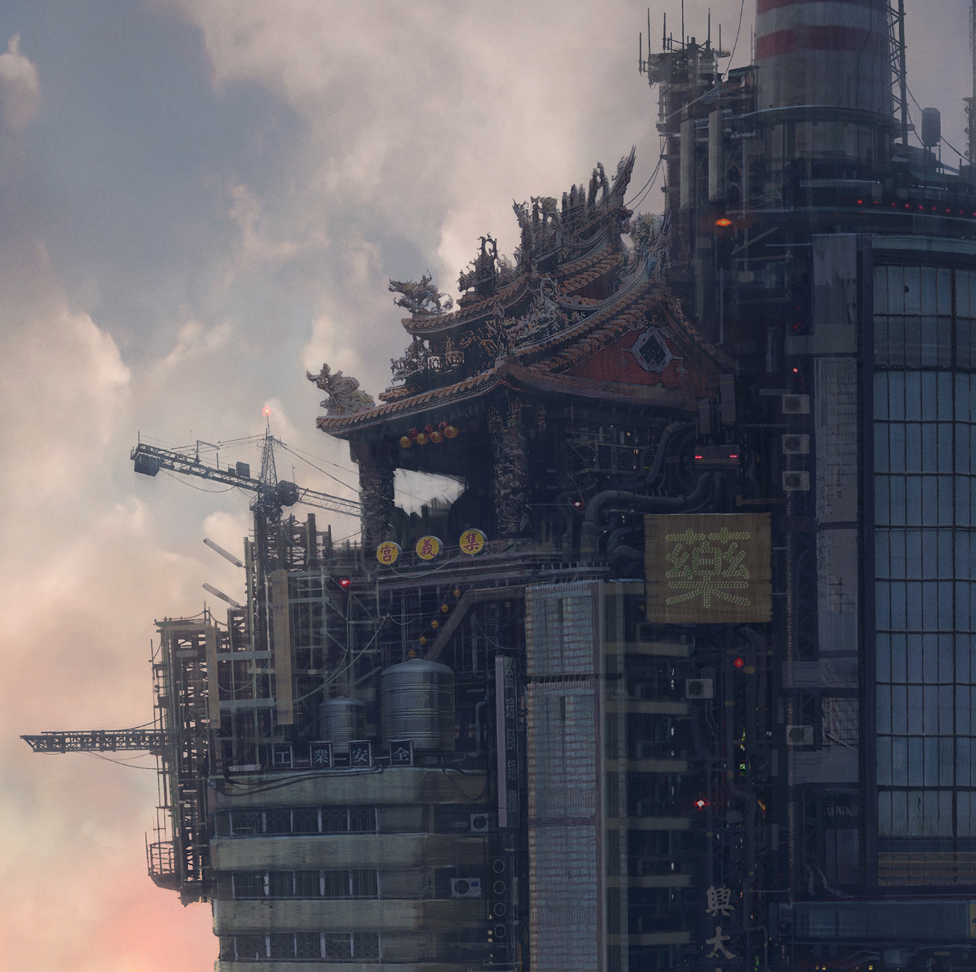 concept art sci-fi science fiction future ILLUSTRATION  Cyberpunk city