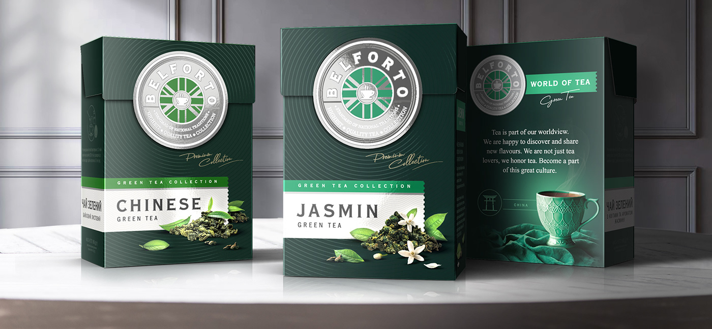 Дизайн упаковки для линейки чая BELFORTO.
Packaging design for BELFORTO tea collection.