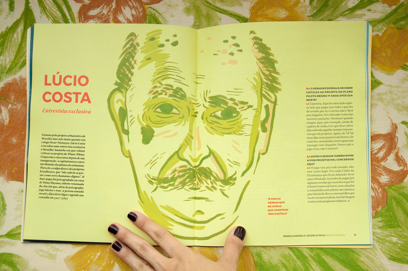 brasilia amarela yellow magazine traditional ink collage fiction fantasy city print