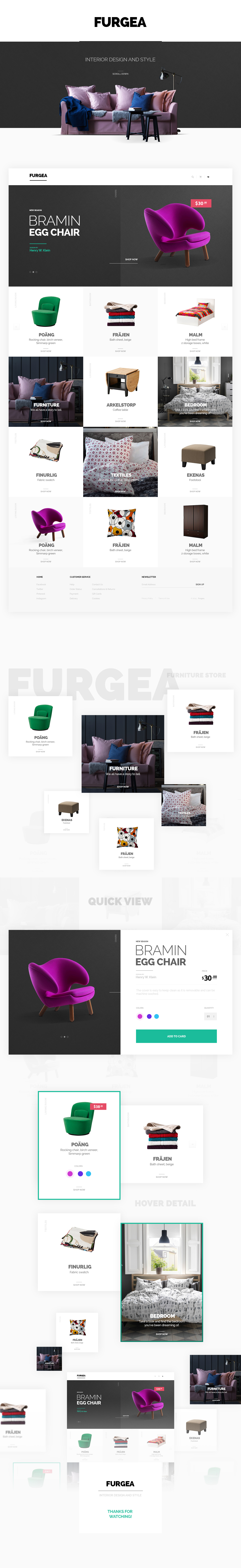 furniture Interior Web UI ux store shop Web UI design home homepage clean modern