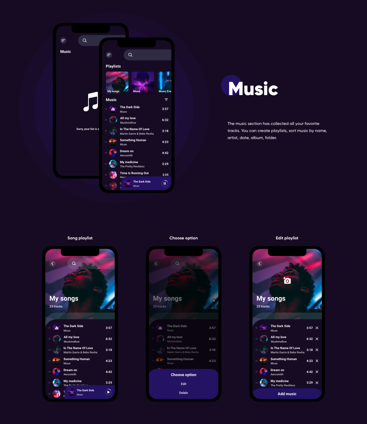 artist Mobile app music offline player playlists songs torrent UI/UX video