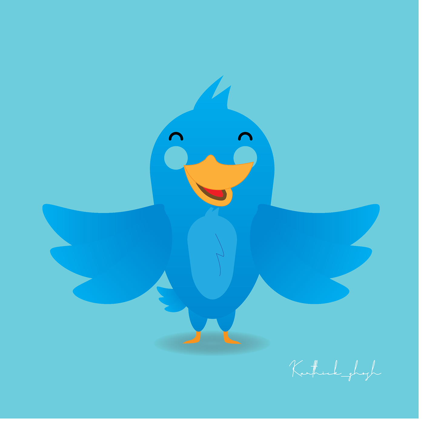 bird Character graphic design  happy Illustrator Mascot pretty twitter vector Young