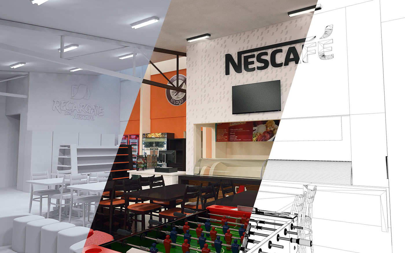 coffe nescafe ambientacion diseño Interior arquitectura Cinema cafe