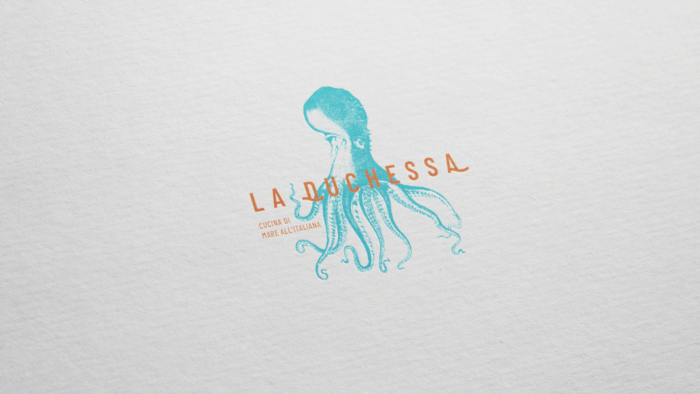seafood restaurant Food  branding  blue italian logo fish octopus sea