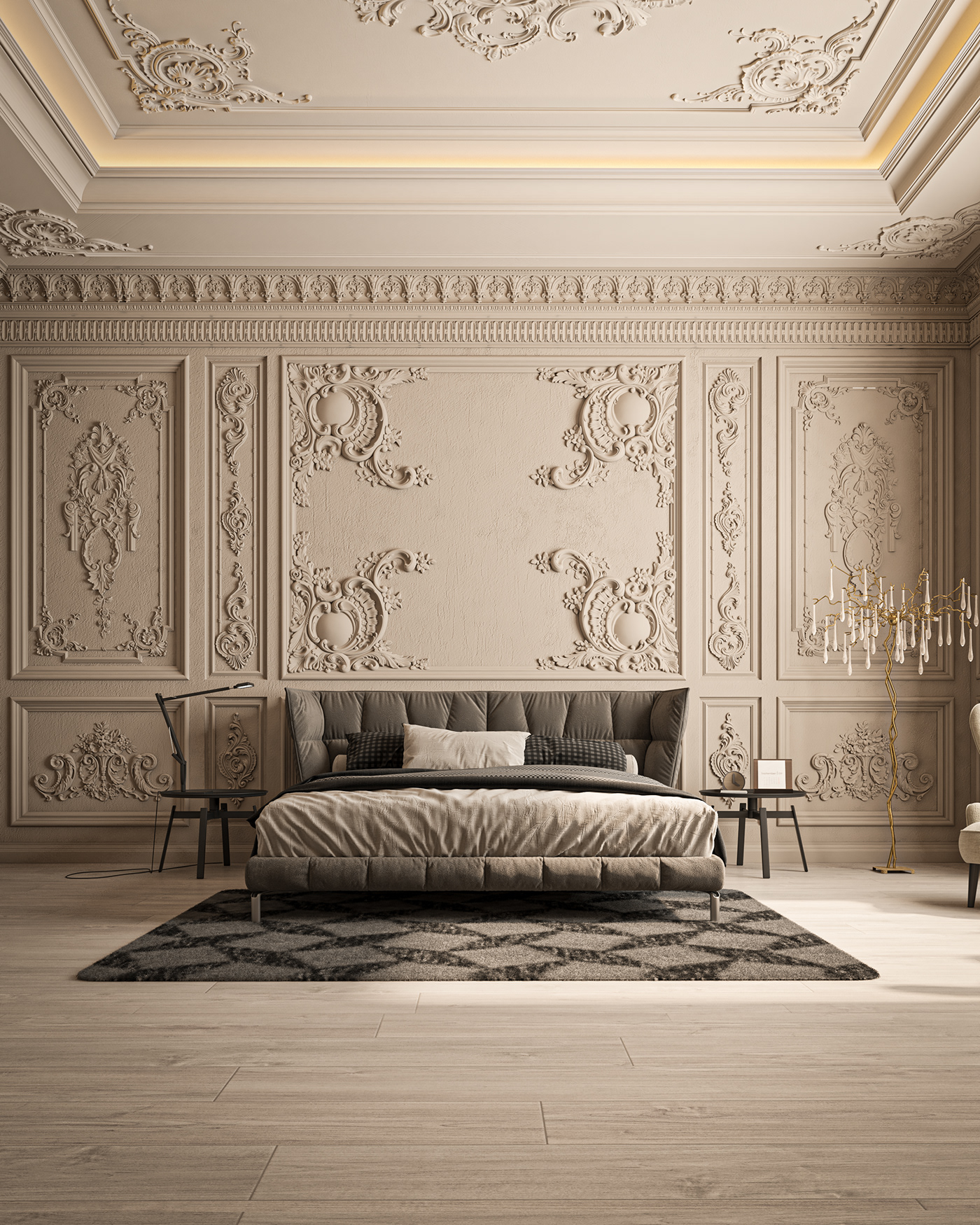 bedroom interior design  architecture master bedroom classic design living room 3ds max archviz corona modern