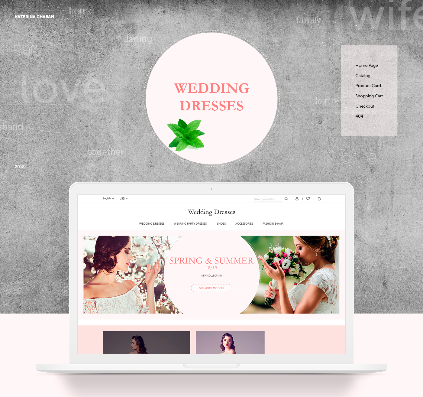 Webdesign e-commerce wedding dress women bride design pink delicate