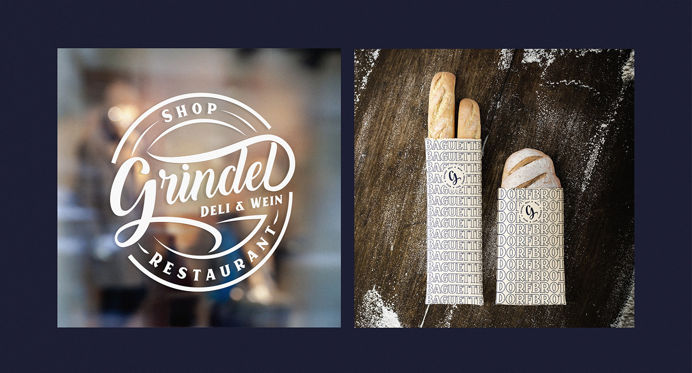 Design of the logo for the window of the restaurant and the packaging of the bread