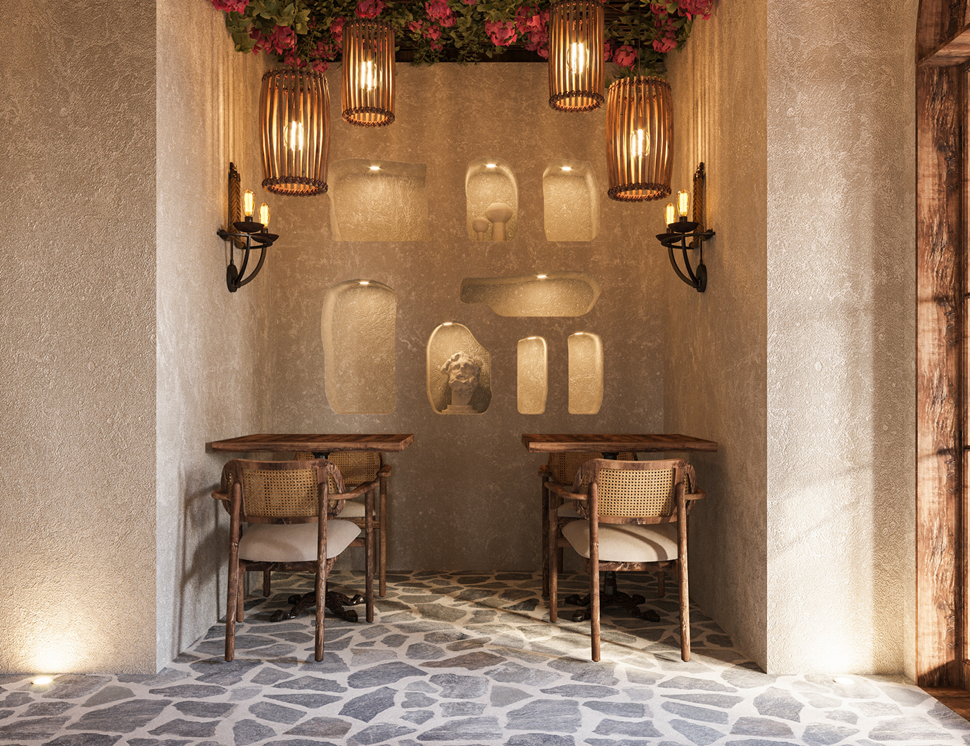 restaurant greek Food  Social media post corona 3ds max architecture visualization interior design  hotel