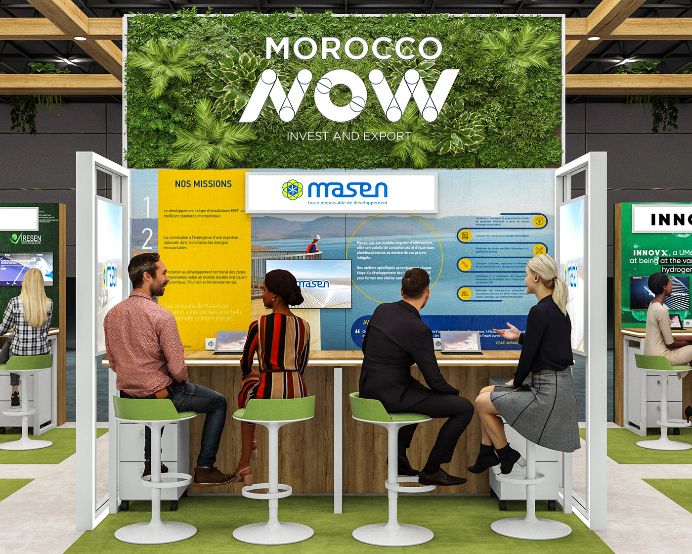 Exhibition  Event Stand Hydrogen Renewable Energy booth Morocco Maroc Exhibition Design 