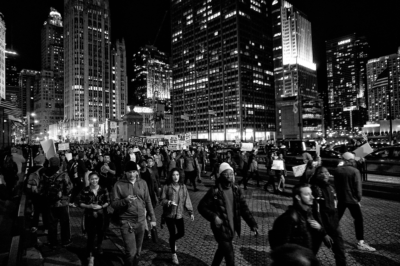 protest black and white Trump chicago revolt revolution movement street photography Urban Election