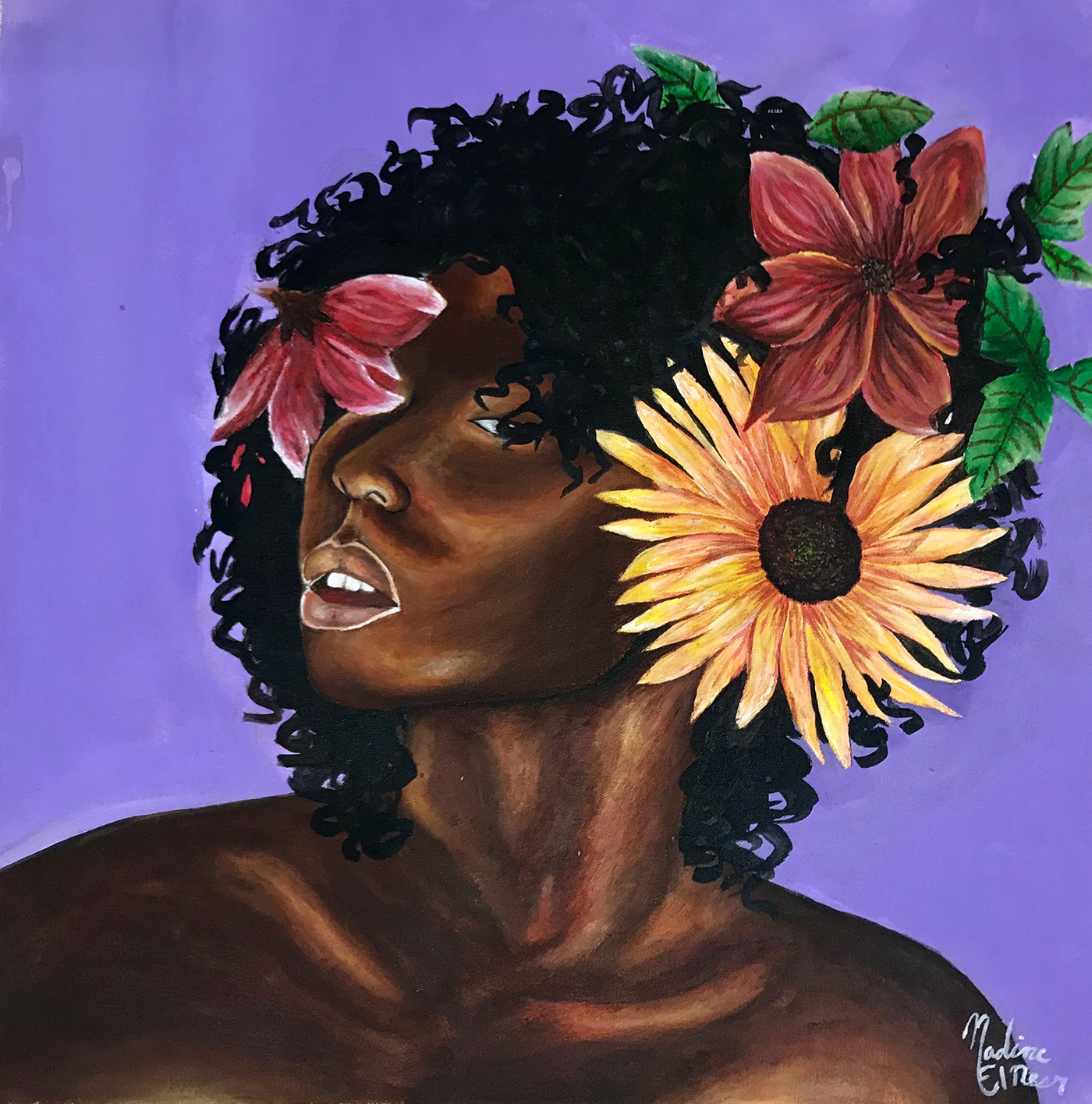 #flower   #indigenous #peopleofcolor #nature #sunflower #Portraiture #painting #acrylicpainting