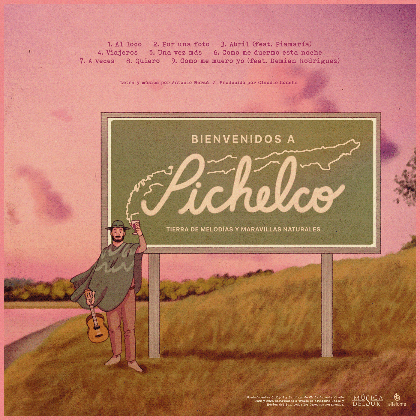Album album cover chile country design ILLUSTRATION  music pink Procreate sunset