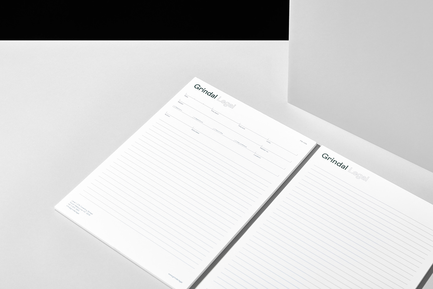 business card letterhead notepad envelope lawyer legal Racing Green colorplan consistent confident