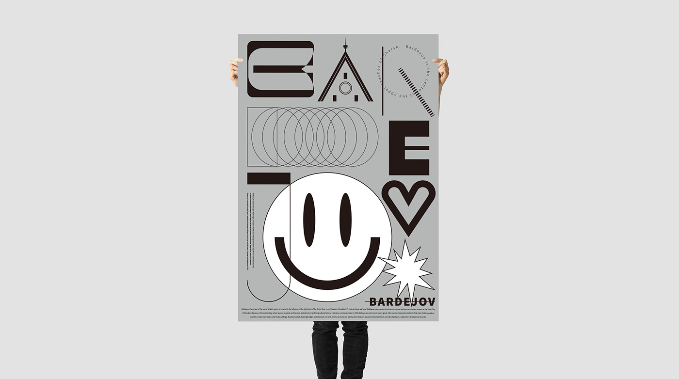 海报设计 Poster Design 图形设计 graphic design  font design Bardejov city poster Layout 白色至上设计