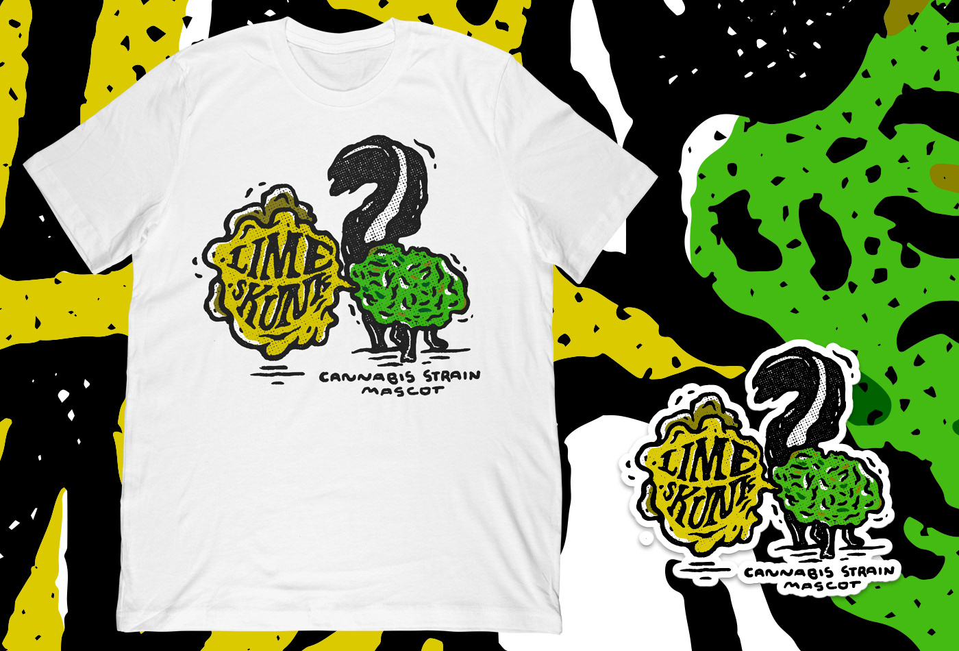 sticker marihuana cannabis t-shirt apparel ghost og bio jésus lime skunk outer space design