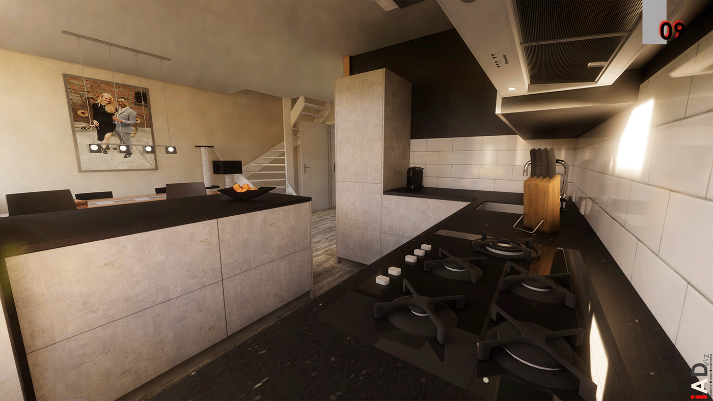 3D architecture Render visualization kitchen